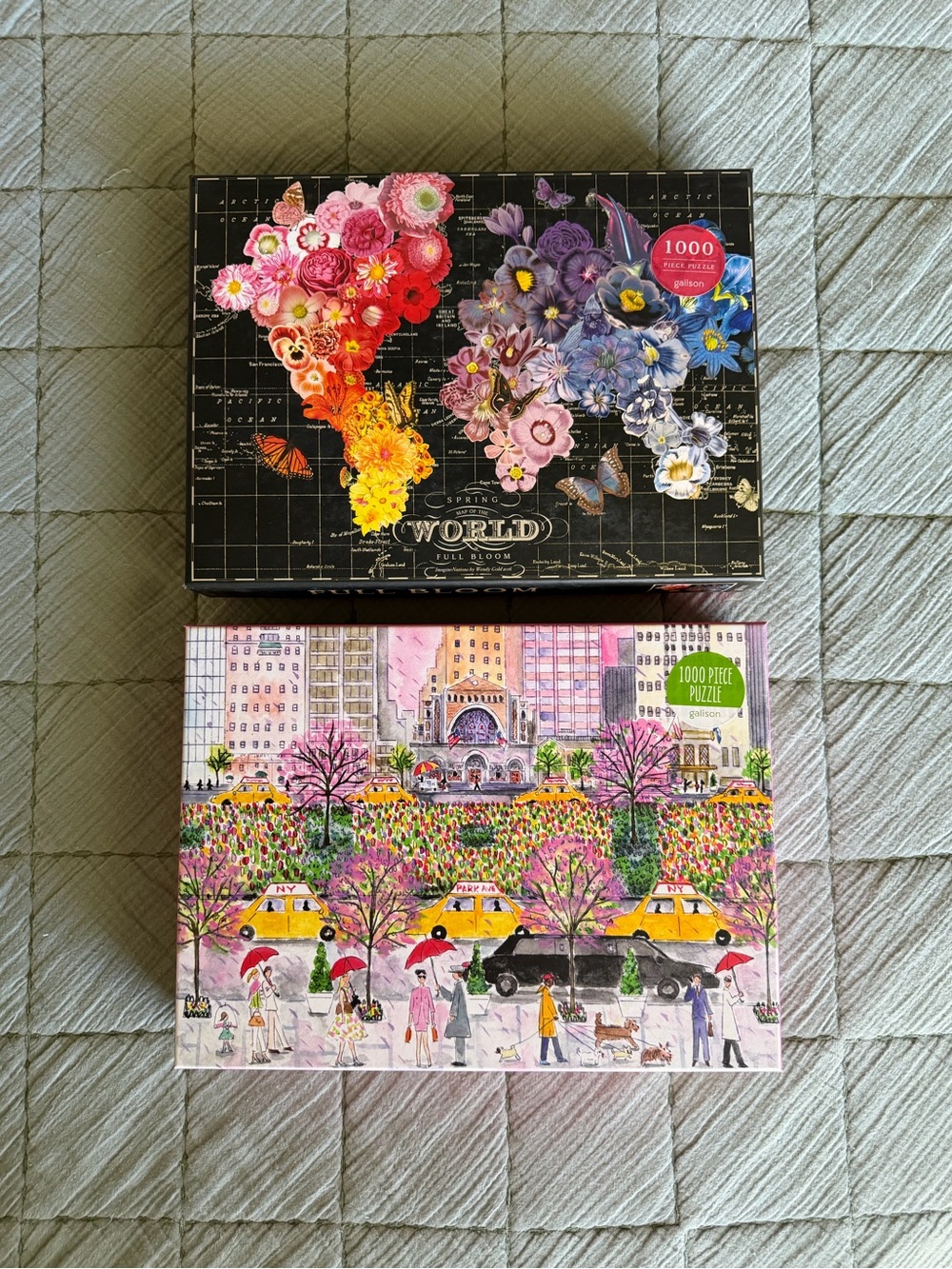 Bundle of 2 Galison Spring Jigsaw Puzzles Spring on Park Avenue & Full Bloom